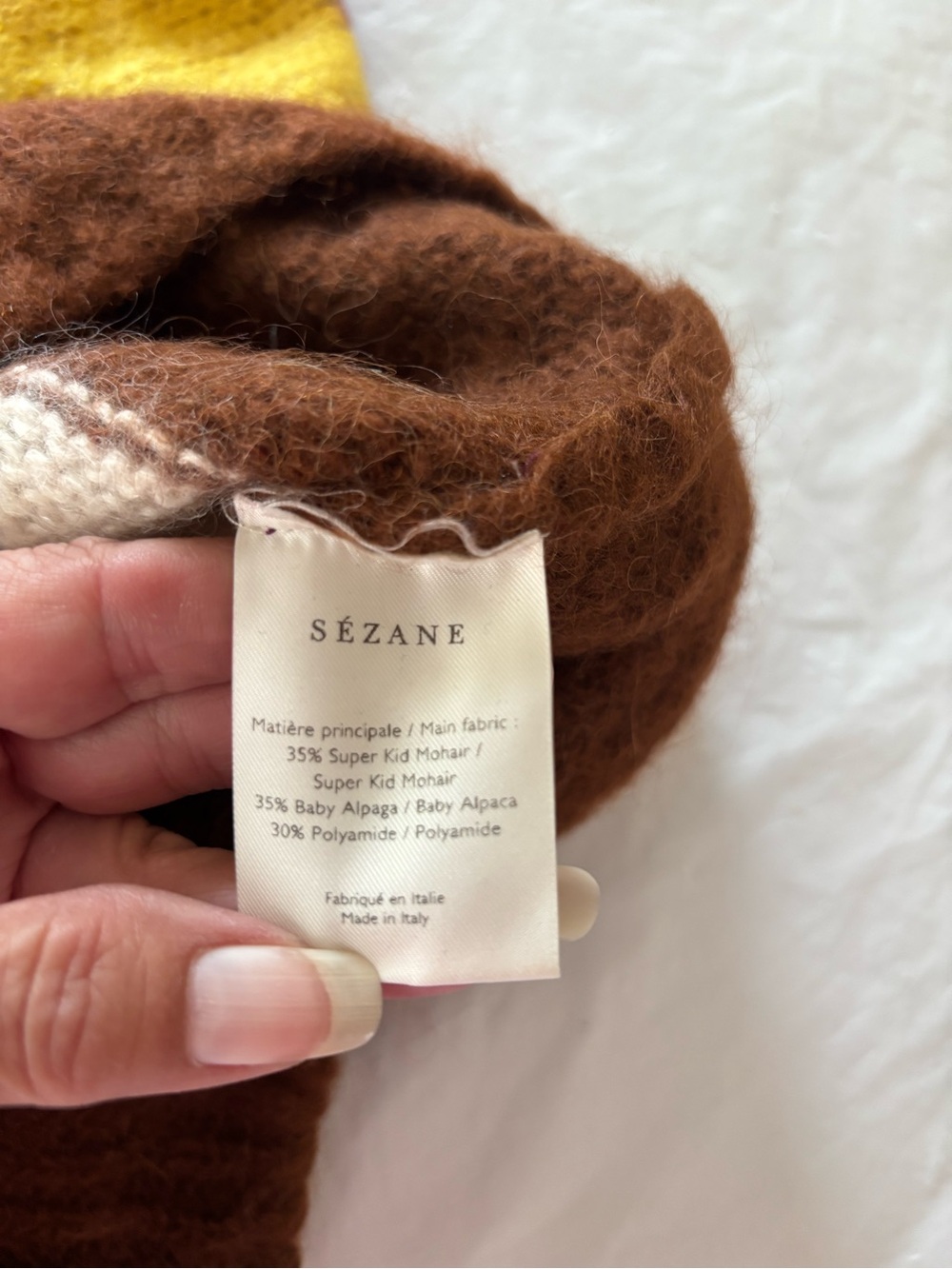 Sezane Purple Brown Yellow Mohair Alpaca Chuck Jumper Sweater SZ S Worn 1X - Picture 6 of 9